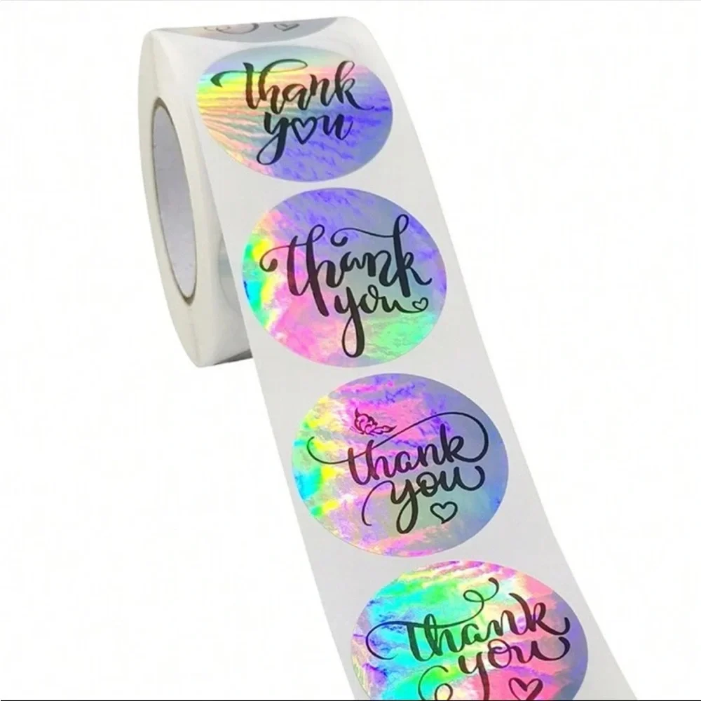 500 Count Holographic 1 inch Thank you stickers